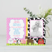 Farm Barnyard Geburtstagsparty Einladungen (Stehend Vorderseite)