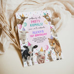 Farm Barnyard Party Animals Girl Geburtstag Einladung<br><div class="desc">Diese Einladung zeigt hübsche,  mädchenhafte Nutztiere,  farbenfrohe Ballons in Rosa,  lila und Türkis,  und einen Konfetti-Sprinkl,  der ein fröhliches und lebendiges Design schafft,  das einen barnyard Bash wie kein anderer verspricht.</div>