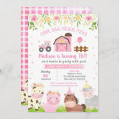 Farm Barnyard Tiere 2. Geburtstag Einladungen (Vorne/Hinten)