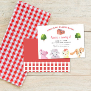 Farm Barnyard Tiere 2. Geburtstag Party Einladung