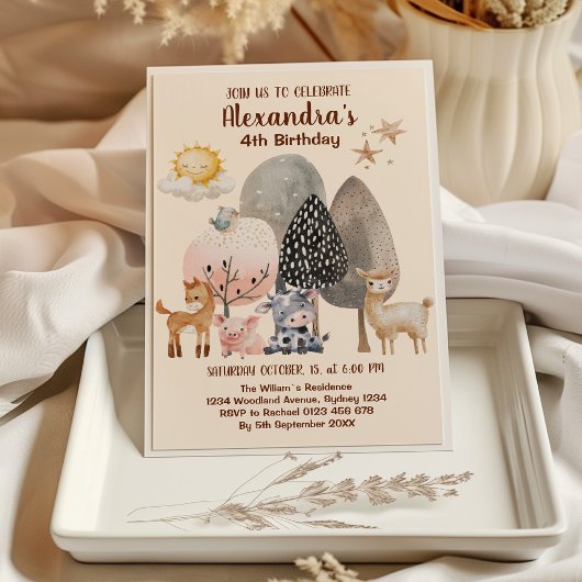 Farm Barnyard Tiere Geburtstag Einladung