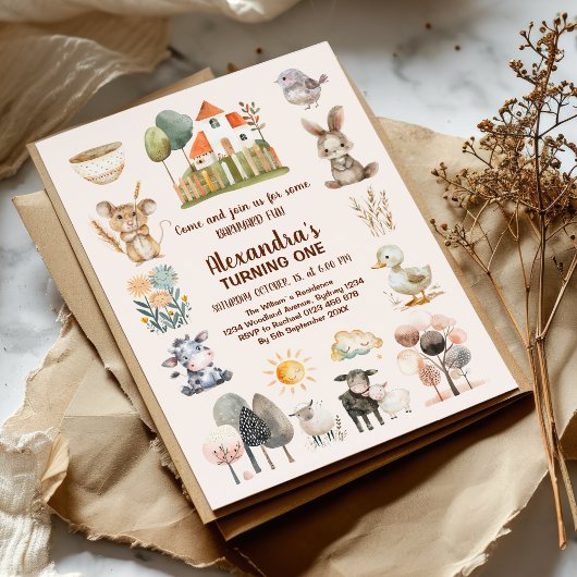 Farm Barnyard Tiere Geburtstag Einladung