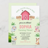 Farm Barnyard Tiere Geburtstag Einladung (Vorne/Hinten)