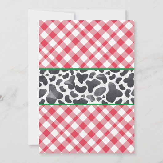Farm Barnyard Tiere Gingham Cow Print Birthday Einladung (Rückseite)