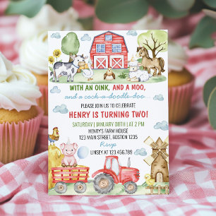 Farm Barnyard Tiere Kindergeburtstag Einladung