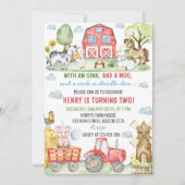 Farm Barnyard Tiere Kindergeburtstag Einladung (Vorderseite)