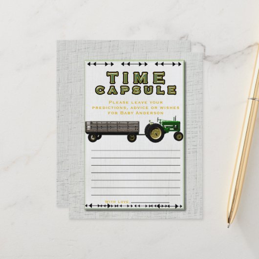 Farm Barnyard Traktor Time Kapsel Baby Dusche (Vorderseite/Rückseite Beispiel)