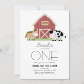 Farm Barnyard White Gender-neutral 1. Geburtstag Einladung (Vorderseite)