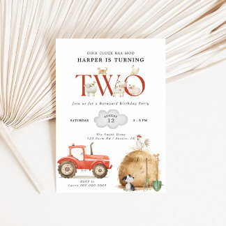 Farm Barnyard Zweites Geburtstag Einladung