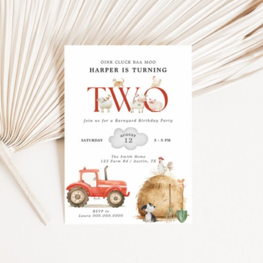 Farm Barnyard Zweites Geburtstag Einladung