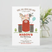 Farm Birthday Boy Old MacDonald Barnyard Party Einladung (Stehend Vorderseite)