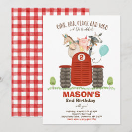 Farm Birthday Boy Old MacDonald Barnyard Party Einladung