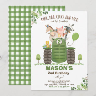 Farm Birthday Boy Old MacDonald Barnyard Party Einladung