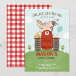 Farm Birthday Boy Old MacDonald Barnyard Party Einladung