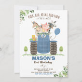 Farm Birthday Boy Old MacDonald Barnyard Party Einladung (Vorderseite)