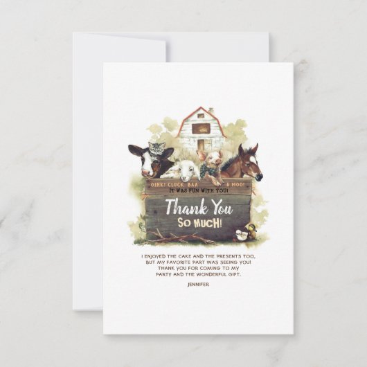 Farm Birthday Danke Foto (Vorderseite)