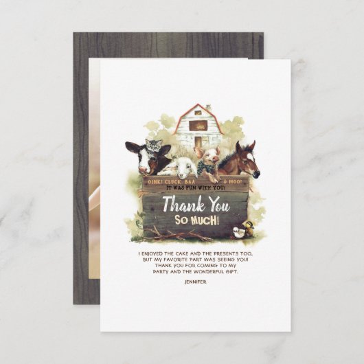 Farm Birthday Danke Foto (Vorne/Hinten)