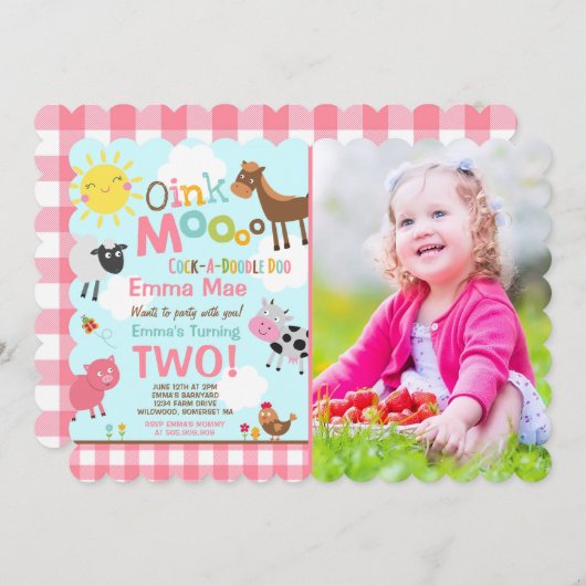 Farm Birthday Einladung Altes MacDonald Farm Party (Vorne/Hinten)