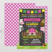 Farm Birthday Invasion / Girl Barnyard Party Einladung (Vorne/Hinten)