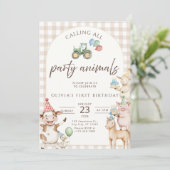 Farm Birthday Invitation Barnyard Party Invite Einladung (Stehend Vorderseite)