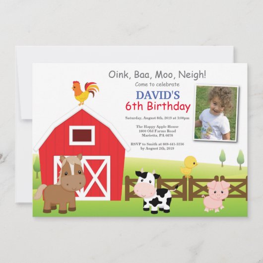 Farm Birthday Invitation Country Barnyard Party Einladung (Vorderseite)