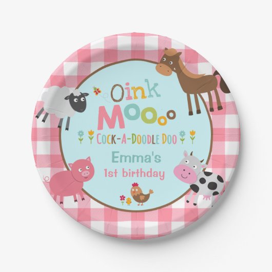 Farm Birthday Paper Plate 7" Altes MacDonald-Party Pappteller (Vorderseite)