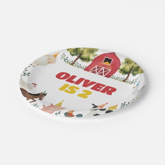 Farm Birthday Pappteller (Schrägansicht)