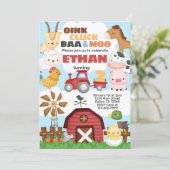 Farm Birthday Party Einladung (Stehend Vorderseite)