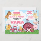 Farm Birthday Party Einladung Pink Girl (Vorderseite)