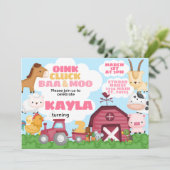 Farm Birthday Party Einladung Pink Girl (Stehend Vorderseite)