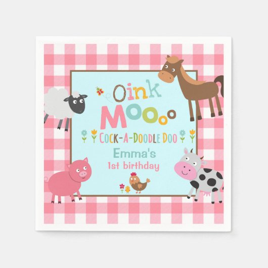Farm Birthday Party Napkin Old MacDonald Party Serviette (Vorderseite)