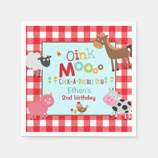 Farm Birthday Party Napkin Old MacDonald Party Serviette (Vorderseite)
