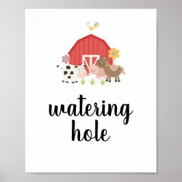 Farm Birthday Party Sign Watering Hole Poster