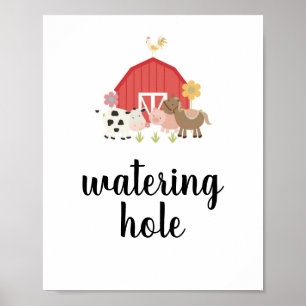 Farm Birthday Party Sign Watering Hole Poster