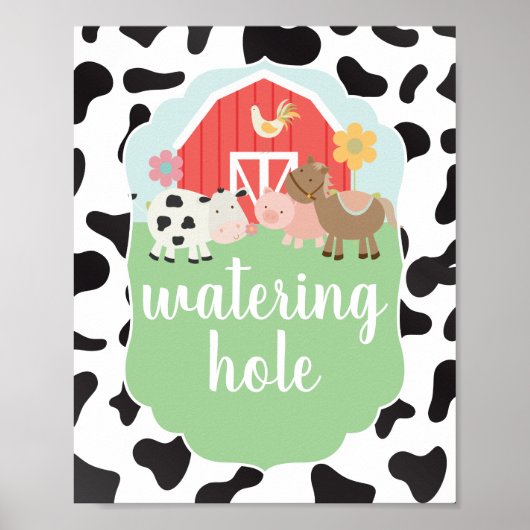 Farm Birthday Party Sign Watering Hole Poster (Vorne)
