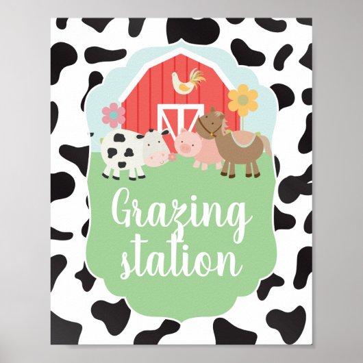 Farm Birthday Party Signatur Weidestation Lebensmi Poster (Vorne)