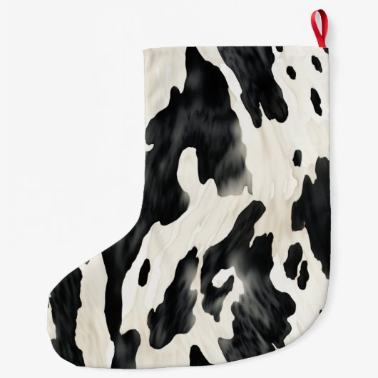 Farm Black Cream Cow Print Christmas Großer Weihnachtsstrumpf (Rückseite)