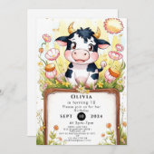 Farm Boho Kuh Geburtstag Einladung (Vorne/Hinten)