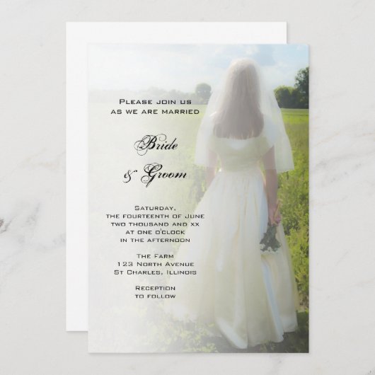 Farm Bride Wedding Einladung (Vorne/Hinten)