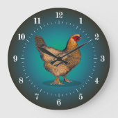 Farm Brown Hen Chicken Große Wanduhr (Vorderseite)