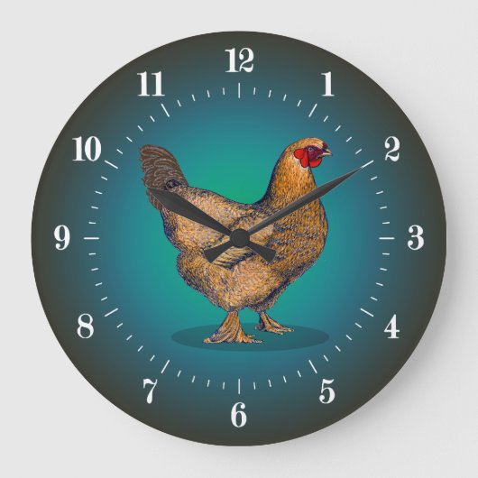 Farm Brown Hen Chicken Große Wanduhr (Vorderseite)