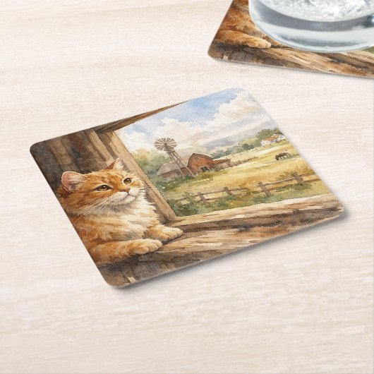 Farm Cat Coasters Rechteckiger Pappuntersetzer (angewinkelt)