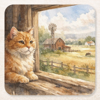 Farm Cat Coasters Rechteckiger Pappuntersetzer
