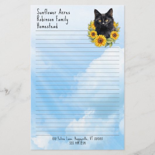 Farm Cat Sunblumen Linde Business Briefpapier (Vorderseite)