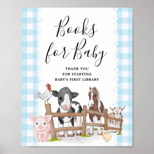 Farm Country Baby Shower Books For Baby Sign Poster (Vorne)