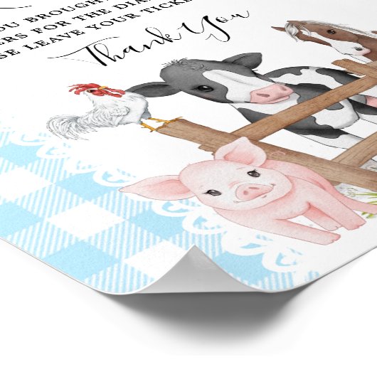 Farm Country Baby Shower Diaper Raffle Sign Poster (Ecke)