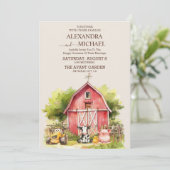 Farm Country Whimsical Wedding Einladung (Stehend Vorderseite)