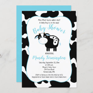 Farm Dairy Cow Boy Baby Shower Einladung