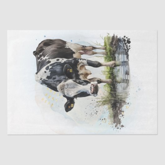 Farm Dairy Cow Watercolor Seidenpapier (Vorderseite)
