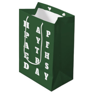 Farm Dark Green White Typografy Happy Vathers Day Mittlere Geschenktüte